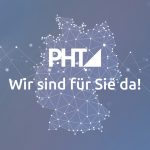 Bild mit blau hinterlegter Deutschland-Karte als Symbol für erstklassigen Service von PHT